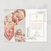 Groene foto-collage Doop Dankjewel Briefkaart (Voorkant)