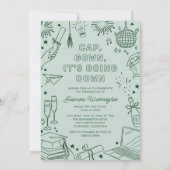 Groene Foto Doodle Afstudeer Uitnodiging Aankondig (Achterkant)