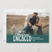 Groene foto eerste kerst verloofd feestdagenkaart (Voorkant)