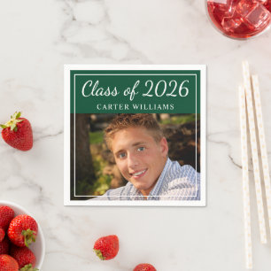Groene foto eindexamenklas 2026 diploma-uitreiking servetten