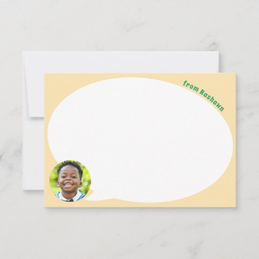 Groene Foto en Spraakbel Dank u Kaart (Voorkant)