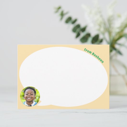 Groene Foto en Spraakbel Dank u Kaart (Staand voorkant)