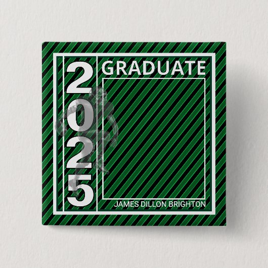 Groene Foto Football Afstuderen Button (Voorkant)