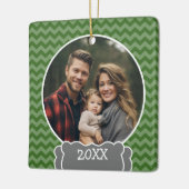 Groene foto-lijst met jaar keramisch ornament (Links)