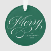 Groene foto Merry Calligraphy Script Ornament (voorkant)
