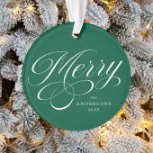 Groene foto Merry Calligraphy Script Ornament