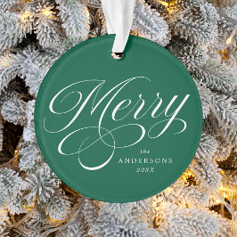 Groene foto Merry Calligraphy Script Ornament