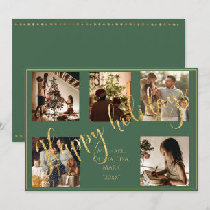 Groene foto met kerstgoud Prettige feestdagen Feestdagenkaart