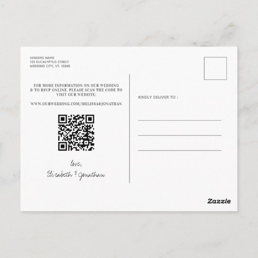 Groene Foto QR Code Leisteen Huwelijk Opslag Beric Briefkaart (Achterkant)