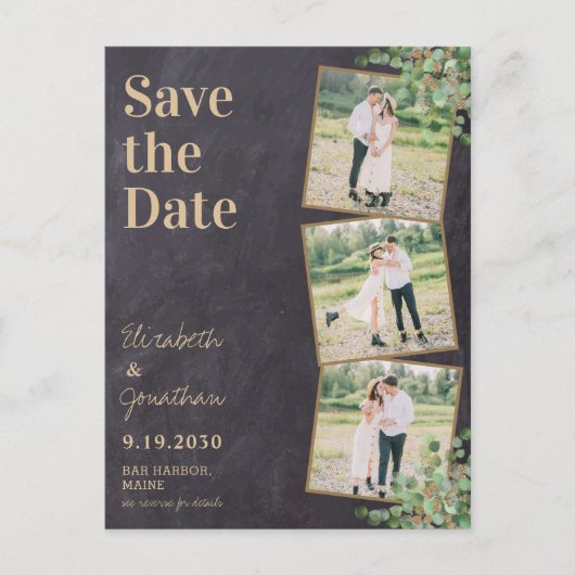 Groene Foto QR Code Leisteen Huwelijk Opslag Beric Briefkaart (Voorkant)