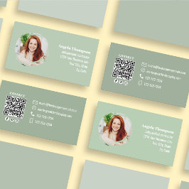Groene foto QR-code sociale media Visitekaartje