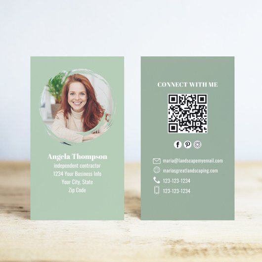 Groene Foto QR Code Verbind met Mij Zakelijk Visitekaartje