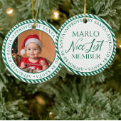 Groene foto Santa's Nice List Lid Kerstmis Keramisch Ornament