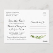 Groene foto Save the Date Briefkaarten Rustiek Lea (Achterkant)