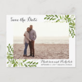 Groene foto Save the Date Briefkaarten Rustiek Lea (Voorkant)