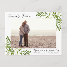 Groene foto Save the Date Briefkaarten Rustiek Lea