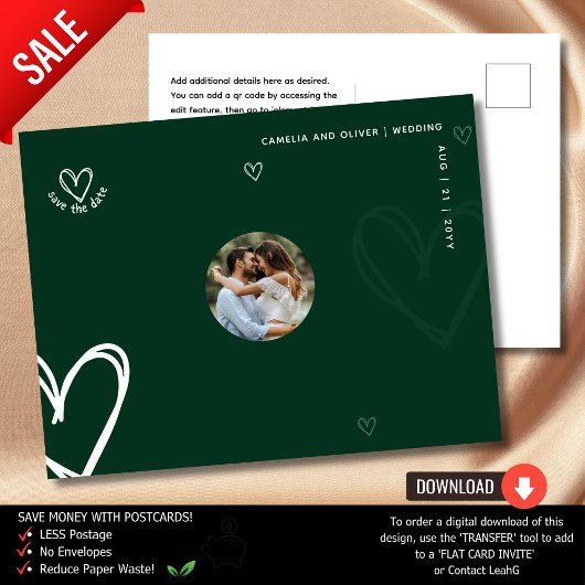 Groene FOTO Save the Date | Minimale Kwaliteit Mod Briefkaart
