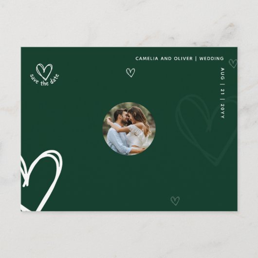 Groene FOTO Save the Date | Minimale Kwaliteit Mod Briefkaart (Voorkant)