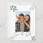 Groene Foto Save The Date Uitnodiging (Voorkant)