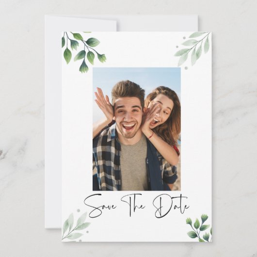 Groene Foto Save The Date Uitnodiging (Voorkant)