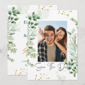 Groene Foto Save The Date Uitnodiging (Voorkant / Achterkant)