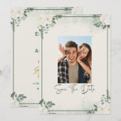 Groene Foto Save The Date Uitnodiging (Voorkant / Achterkant)