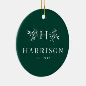 Groene foto van de bijtende monogram jager keramisch ornament (Rechts)