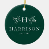 Groene foto van de bijtende monogram jager keramisch ornament (Voorkant)