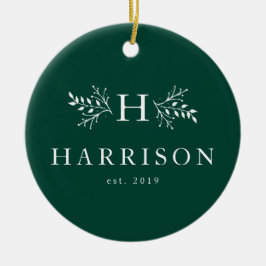 Groene foto van de bijtende monogram jager keramisch ornament