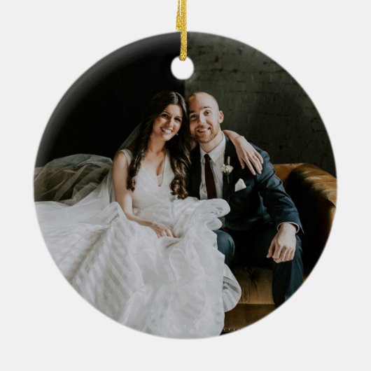 Groene foto van de bijtende monogram jager keramisch ornament (Achterkant)