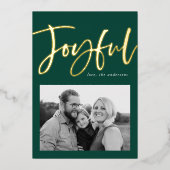 Groene foto van joyful Script Folie Feestdagenkaart (Voorkant)