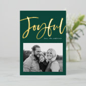 Groene foto van joyful Script Folie Feestdagenkaart (Staand Voorkant)