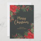 Groene foto Vrolijk kerstgroen Feestdagenkaart (Voorkant)