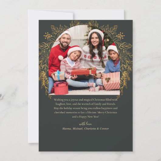 Groene foto Vrolijk kerstgroen Feestdagenkaart (Achterkant)