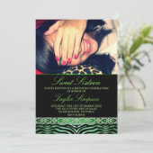 Groene Foto Zebra Print Sweet16 Verjaardag uitnodi Kaart (Staand voorkant)