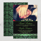 Groene Foto Zebra Print Sweet16 Verjaardag uitnodi Kaart (Voorkant / Achterkant)