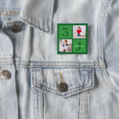 Groene Fotocollage Gepersonaliseerde Verjaardagsjo Vierkante Button 5,1 Cm (In situ)