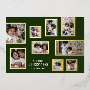 Groene Fotocollage Modern Vrolijk Kerstgoud Folie Feestdagenkaart