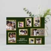 Groene Fotocollage Modern Vrolijk Kerstgoud Folie Feestdagenkaart (Staand Voorkant)