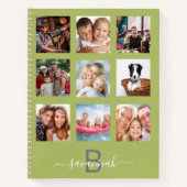 Groene fotocollage monogram modern dagboek notitieboek (Voorkant)