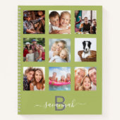 Groene fotocollage monogram moderne agenda (Voorkant)