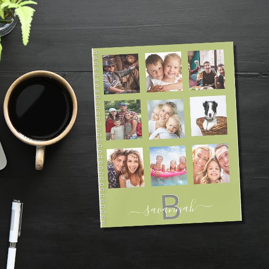 Groene fotocollage monogram moderne agenda