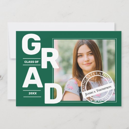 Groene Fotoklas van 2025 Afstuderen Aankondiging (Voorkant)