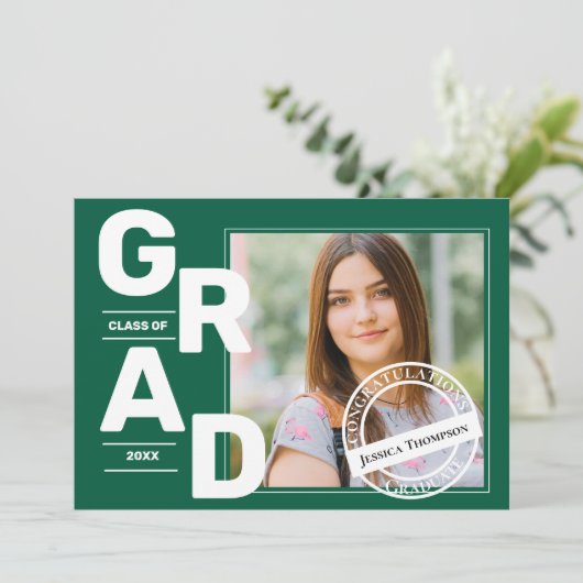 Groene Fotoklas van 2025 Afstuderen Aankondiging (Staand voorkant)