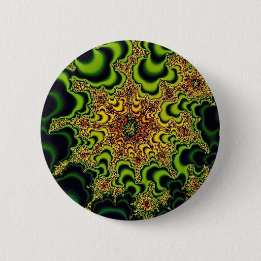 Groene fractal ronde button 5,7 cm (Voorkant)