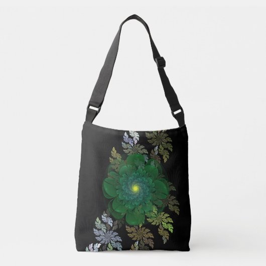 Groene Fractale Bloem Crossbody Tas (Voorkant)