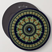 Groene fractale fee mandala ronde button 6,0 cm (Voorkant /achterkant)