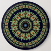 Groene fractale fee mandala ronde button 6,0 cm (Voorkant)