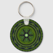 Groene fractale ronde ornament sleutelhanger (Voorkant)