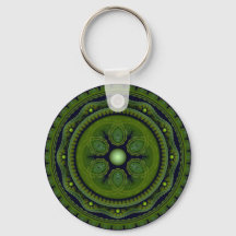 Groene fractale ronde ornament sleutelhanger